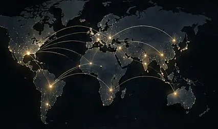 World map with trade routes